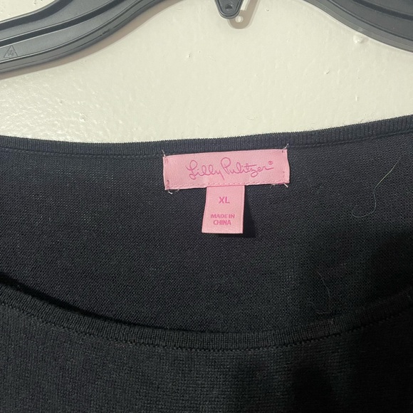 Lilly Pulitzer Pullover Elba Tunic Tassel Black Knit XL - Picture 3 of 4